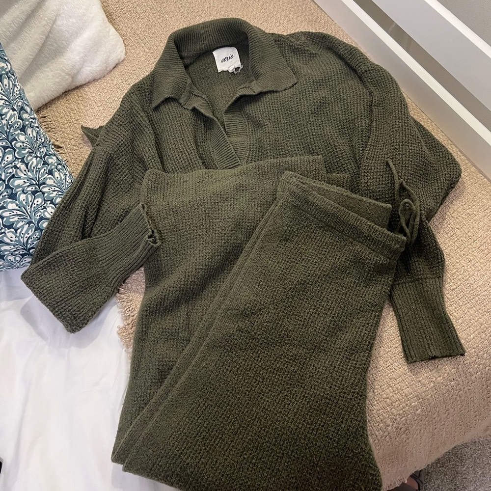 Aerie Cozy Up Waffle Knit Lounge Set